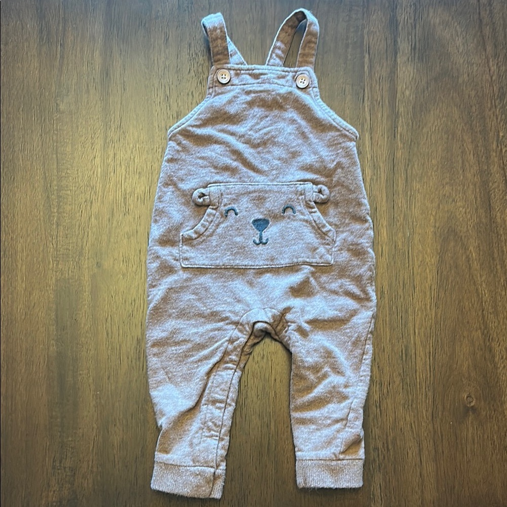 Brown Kids Overalls with Bear Design